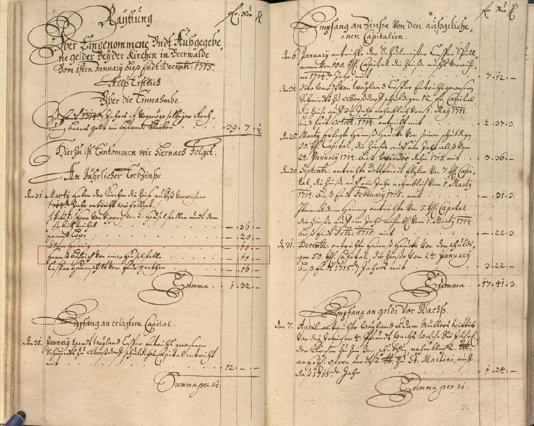 Bärwalder Kirchenkassenbuch 1715, Seite 26
